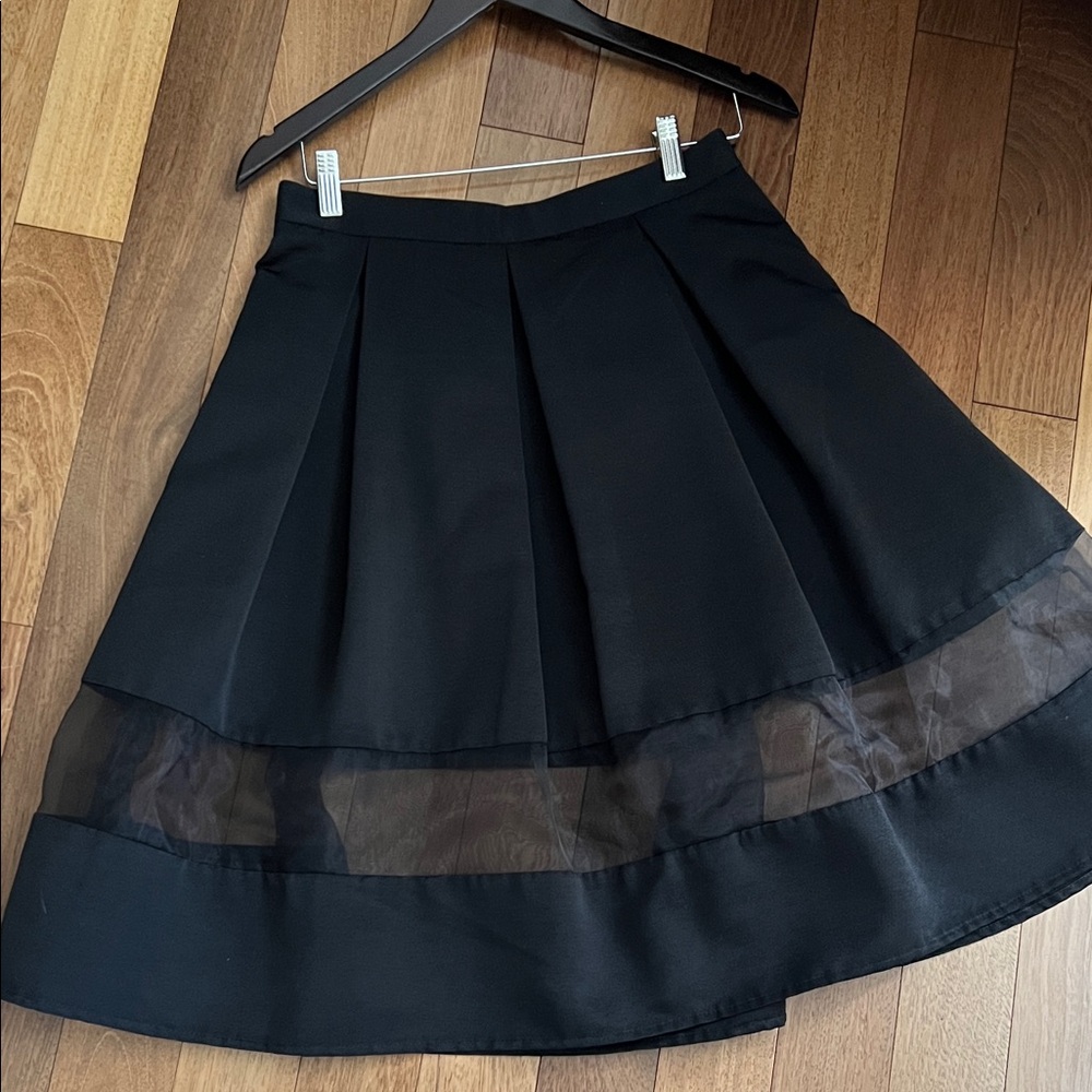 Express Black A-Line Skirt with Sheer Detail